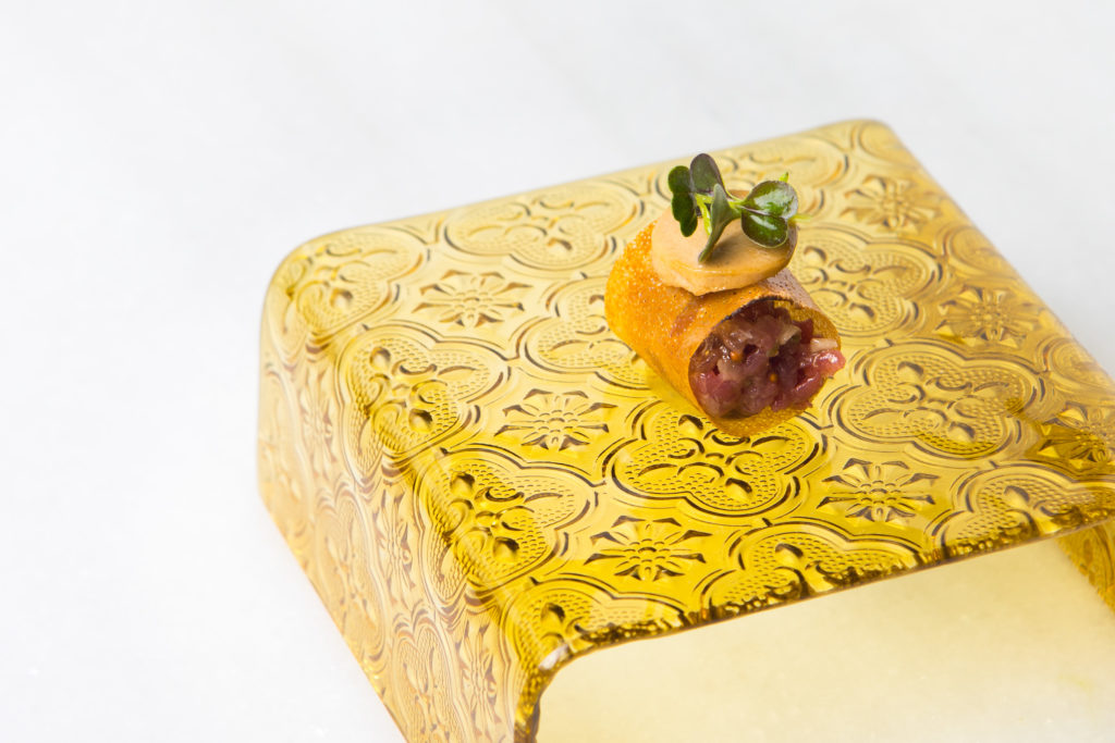 Tartar de tudanca y velo de queso picón, del Cenador de Amós.